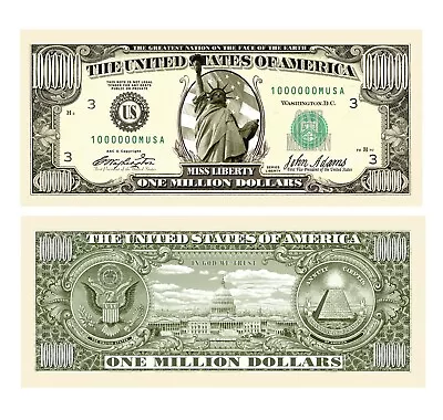 Pack Of 100 Traditional Million Dollar Bills-Very Realistic Looking-Same Size • $19.95