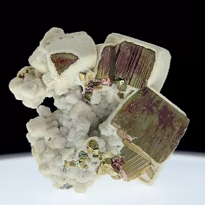 PYRITE W. Calcite: Krushev Dol Mine Madan Bulgaria - Iridescent - 360 Video • $425