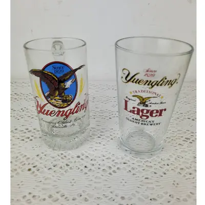 Vintage Yuengling Lager Amber Beer Bar Pub Restaurant Drinking Glasses Set Of 2 • $19.99