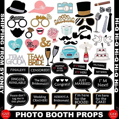 52PCS Wedding Photo Booth Props Kit Bridal Shower Bachelorette Party Supplies AU • $9.99