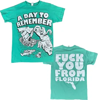 A Day To Remember FU From Florida Shirt Size Small Turquoise Band Rock Screamo • $45