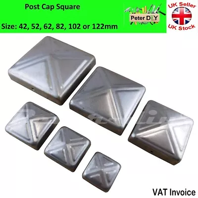 SQUARE Metal Fence Gate Post Cap Caps Flange 42 To 122mm  Pattern Pyramid  • £4.47