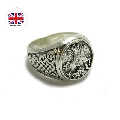 Men Ring St George Size 11 Hallmarked Solid Gift BRAND NEW  • £10.99