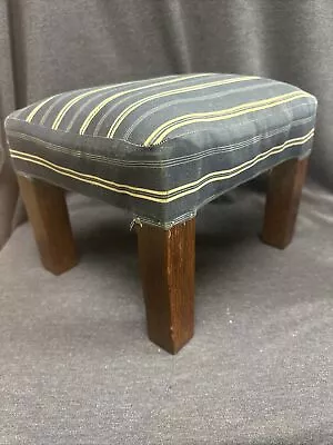 Antique Vintage Wood Upholstered Footed Footstool 12”x10” Wide 9” Tall • $23
