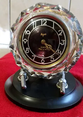 CLOCK Mantel MAJAK Table Crystal Dial Soviet Russian Made In USSR 11 Jewels • $35