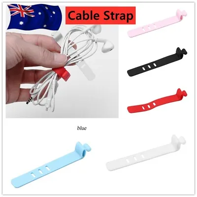£4.20 • Buy 10PC Silicone Strap Reusable Cable Ties Grip Tidy Headphone Cord Organiser W BB