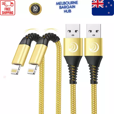 Iphone Charger Cable 2m Mfi Certified USB A To Lightning Cable Long Cord 2-Pack • $18