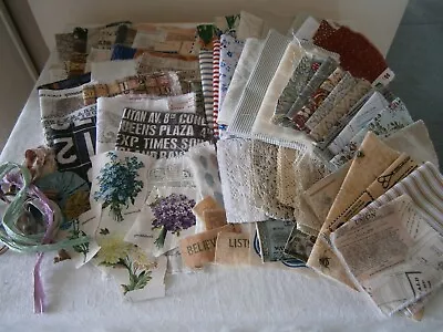 Slow Stitch Fabric Bundle Tim Holtz Cathe Holden Lace Vintage Ticking Cute #11 • £25