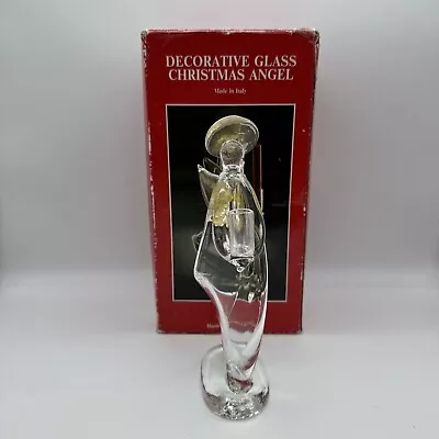 Murano Angel Candle Holder Figurine Gold Flecks In Halo Italy EXC • $59.99