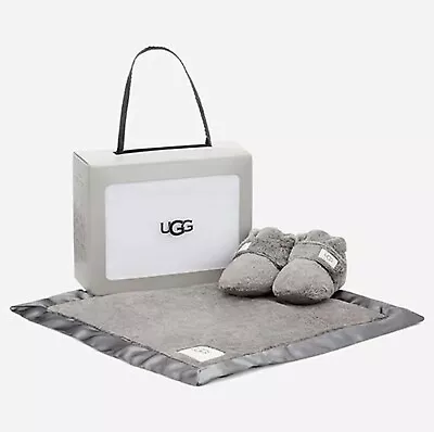 NEW UGG Size 4-5 Baby Boy's  I Bixbee & Lovey  Bootie & Blanket Set - Charcoal • $35