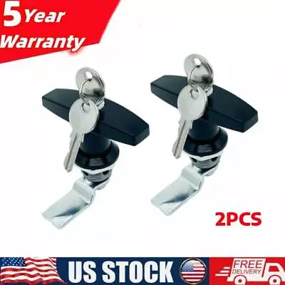 2x T-Handle Shell Door W/ Keys Truck Van Trailer Camper Cover Latch Cap Lock Lid • $21.99