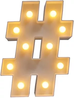 CJWPOWER LED Letter Lights Sign For Wall Hashtag # Battery Powered Marquee Up • £7.99