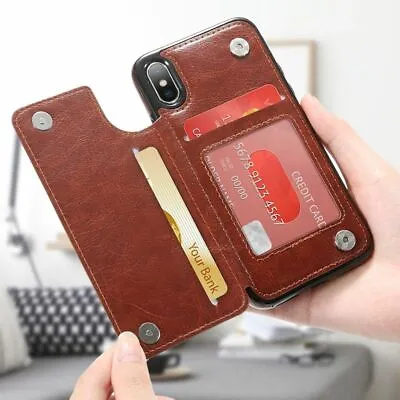 Artificial Leather Phone Case With Card Holders For IPhone Compact Phone Cover • $12.13