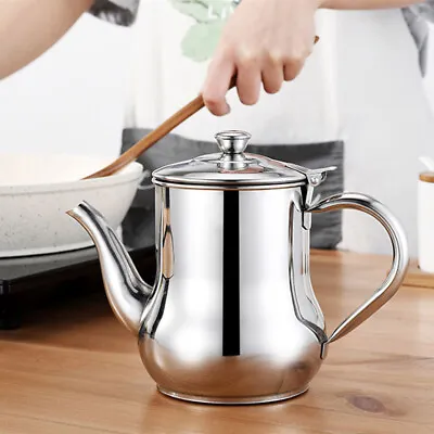 Metal Stainless Steel Teapot Cafe Kitchen Tea Coffee Drink Flip Lid Pot Catering • £9.59