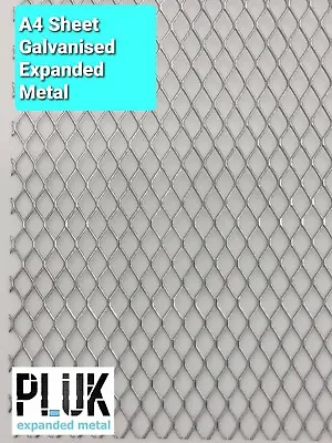 A4 Sheet Of Expanded Galvanised Metal 21cm X 30cm Mesh Size 4.8mm X 3mm Airbrick • £4.99