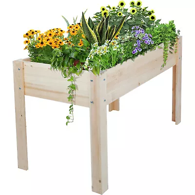 Raised Garden Bed Outdoor Elevated Wood Flower Planter Kit For Flower Vegetable • $65.99