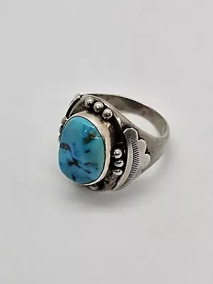 Rare Begay Signed Native American Sterling Silver Turquoise Mans Ring Size 14 • $79