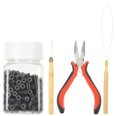 For Micro Ring Loop Hair Extensions Pliers Kit + 500 Silicone Beads Set • £9.95