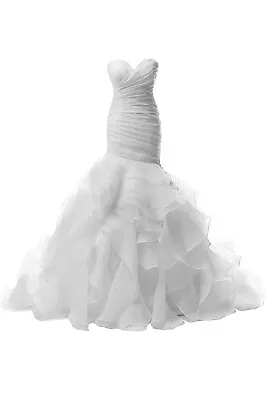 Wedding Dress Size 6 Mermaid Strapless Ruffles • $250