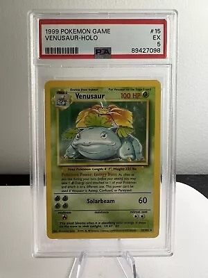 Pokemon WOTC 1999 Base Set Venusaur Holo Rare 15/102 PSA 5 Excellent • $57