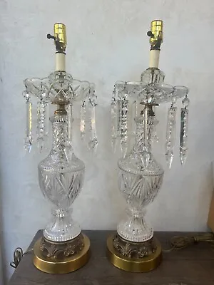 Matching Pair Of Vintage Crystal French Table Lamps EXCELLENT CONDITION! • $340