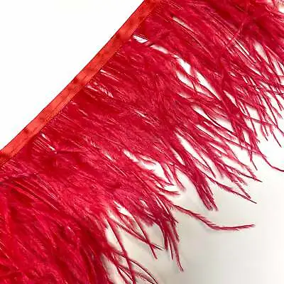 Ostrich Feathers Strung Per Metre - Red • $16.95