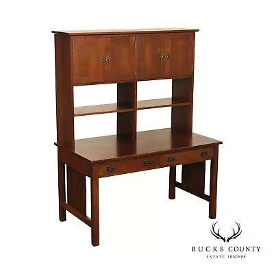 Stickley Mission Collection Oak Spindle Desk With Hutch • $2395