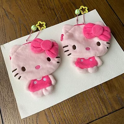 Set Of 2 Sario Hello Kitty Plush Coin Purse Card Pouch Bag • $25