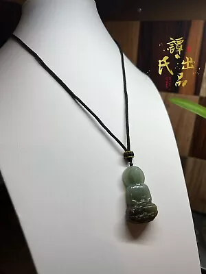 100% Hetian Jade Hand Carved Da Ri Tathagata Buddha新疆和田玉且末糖纯手工雕刻”大日如来”43×25×10mm • $260