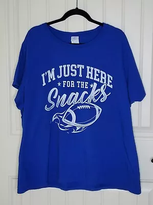 TShirt SZ 3XL Royal Blue  I'm Just Here For The Snacks  Football MOM  • $14.87