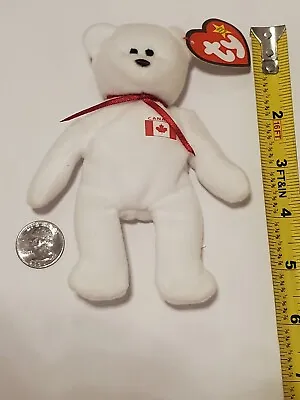 Beanie Baby TY Canadian Flag White Bear Eh? Stuffed Animal 1993 Vtg. Mini • $5.49