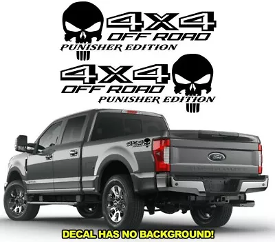 4X4 Off Road Punisher Decals Truck Vinyl 2 Pcs Skull Ford - Chevy - 4Runner • $15