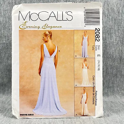 McCalls 2082 Floor Length Gown With Empire Waist V Back Misses Sz 14 18 Pattern • $7.99