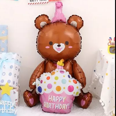 Birthday Cake Balloon Large Bear 36 Inches X 28 Inches Party Photo Mylar Balloon • $5.17