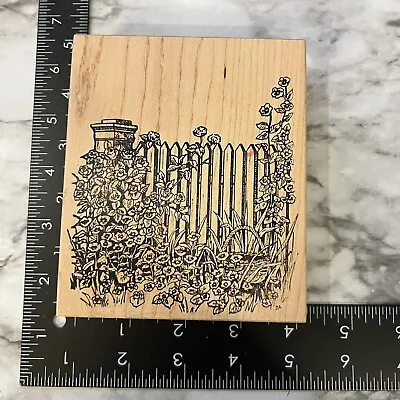 Northwoods Rubber Stamp Picket Fence Hollyhocks Victorian Cottage Garden Roses • $12