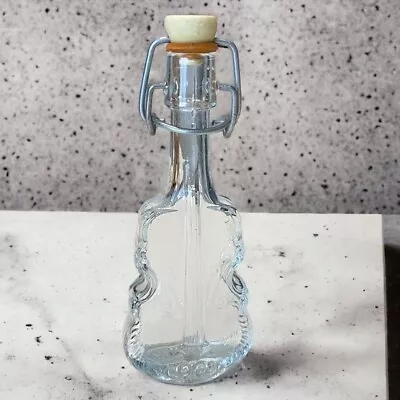 Vintage Mod Dep Italy Violin Chello Clear Glass Bottle W/ Stopper Musical Decor • $19.99