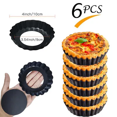 NonStick Mini Pie Pans 4Inch Quiche Tart Flan Baking Pan Tin Dish 1/6Pcs Set UK • £9.99