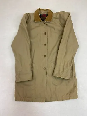 VINTAGE Eddie Bauer Coat Womens Small Flannel Lined Canvas Shoulder Pads Chore • $34.99