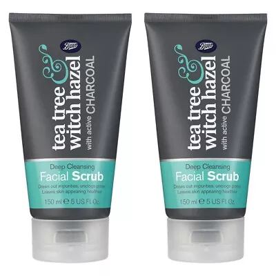 £12.99 • Buy 2 X TEA TREE WITCH HAZEL CHARCOAL DEEP PORE CLEANSING ACNE FACIAL SCRUB BOOTS