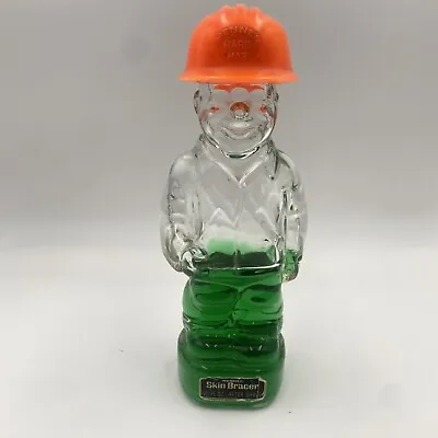 Vintage 1970's The Mennen Man Skin Bracer Glass Bottle Construction Hard Hat • $10.36