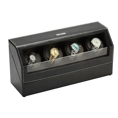 Diplomat Automatic Black Leather Quad Watch Winder Box Case  • $229