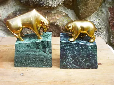 Vintage Gatco Wall Street Stock Market Bull & Bear Bookends Nyse Office Decor • $59.95