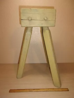 Vintage Primitive 3 Legged  Milking Stool Yellowish Green Rare Hard To Find • $64.99