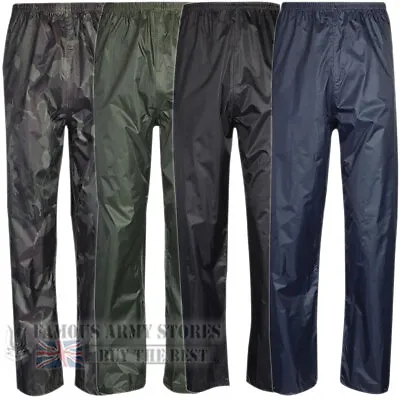 Mens Womens Side Pocket Waterproof Rain Over Trousers Bottoms Hiking Walking Trs • £6.99