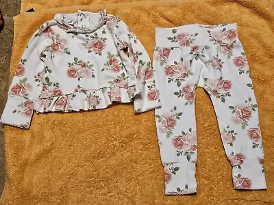 Mud Pie Baby Girl Floral Rose Top & Pants 2 Piece Set 6-9 Months • $5.99