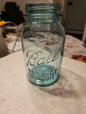 Vintage Aqua Ball Perfect Mason Quart Jar 1930s • $5