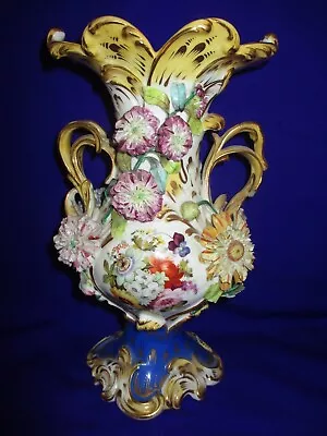 Antique Coalport Coalbrookedale Flower Encrusted Rococo Vase • £142