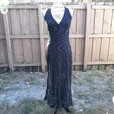 Vintage Casadei Long Black Maxi Halter Dress Size Medium  • $40