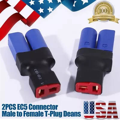 2 Pieces EC5 Male To Female T-Plug Deans No Wires Connector Adapter Heavy Duty • $8.99