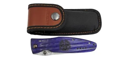 Seki Mcusta Date Masamune Blue Folding Knife MC-0186D Damascus Rare Japan • $318.99